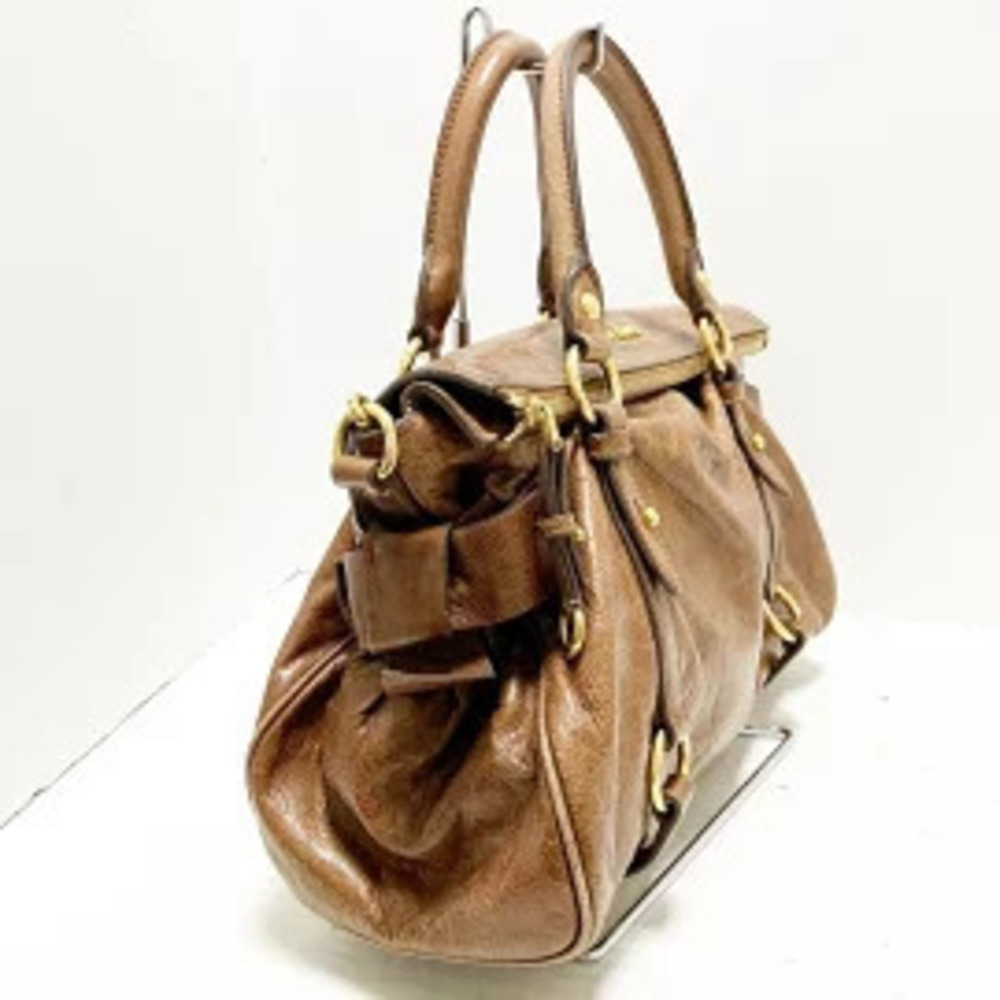 Miu Miu Handbag side ribbon dark brown leather